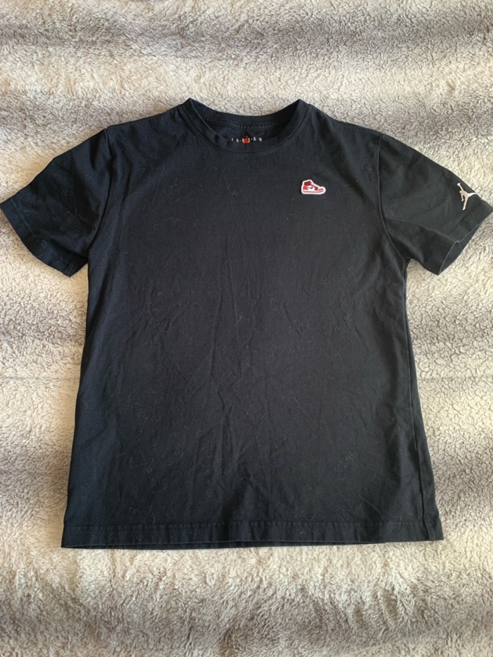 Jordan Black Short-Sleeve Crew Tee with Red Patch